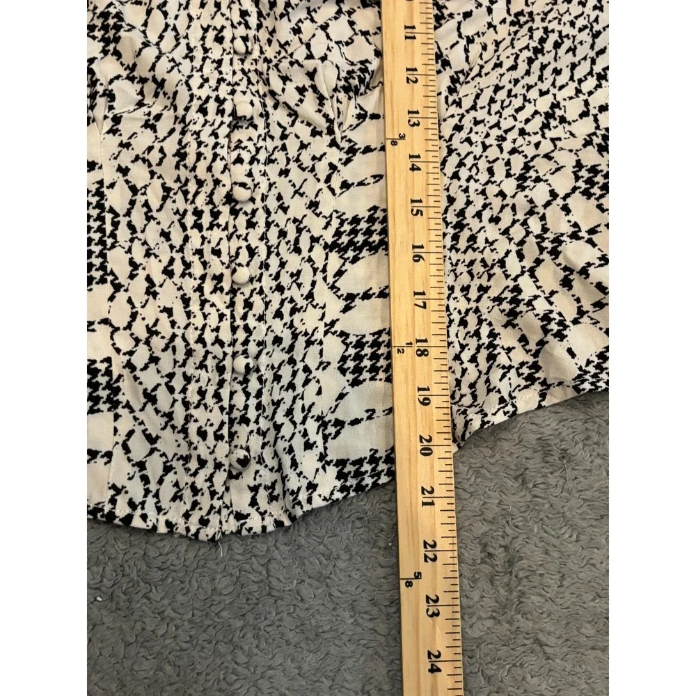 Free People Long Sleeve Crop Top Womens Large Cream Black Print Boho Festival